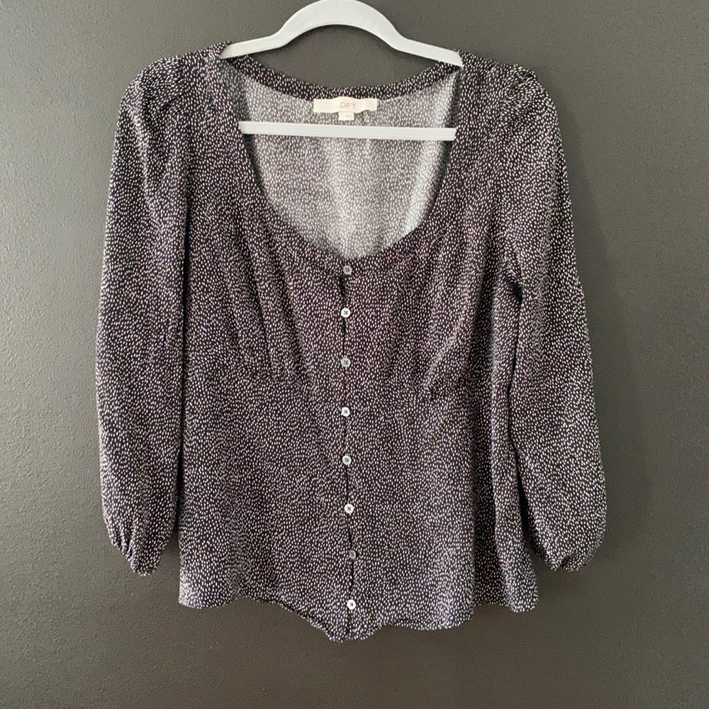 Black and White Scoop Neck Blouse